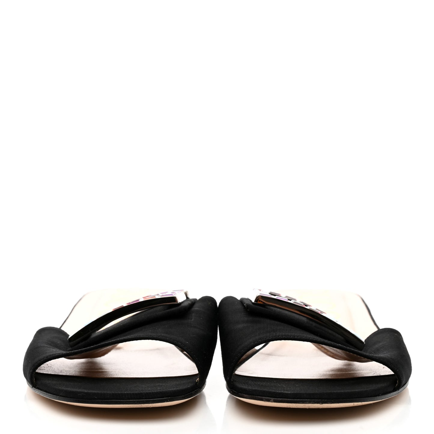 Malaga Kid Suede Crystal Square G Madelyn Slide Sandals 40 Black