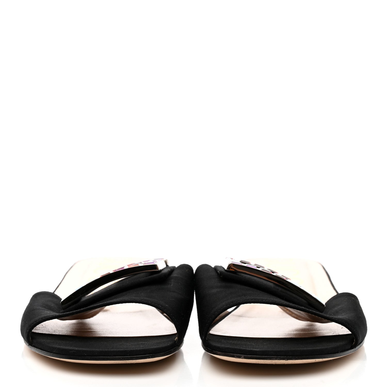Gucci Malaga Kid Suede Crystal Square G Madelyn Slide Sandals 40 Black 2 of 9