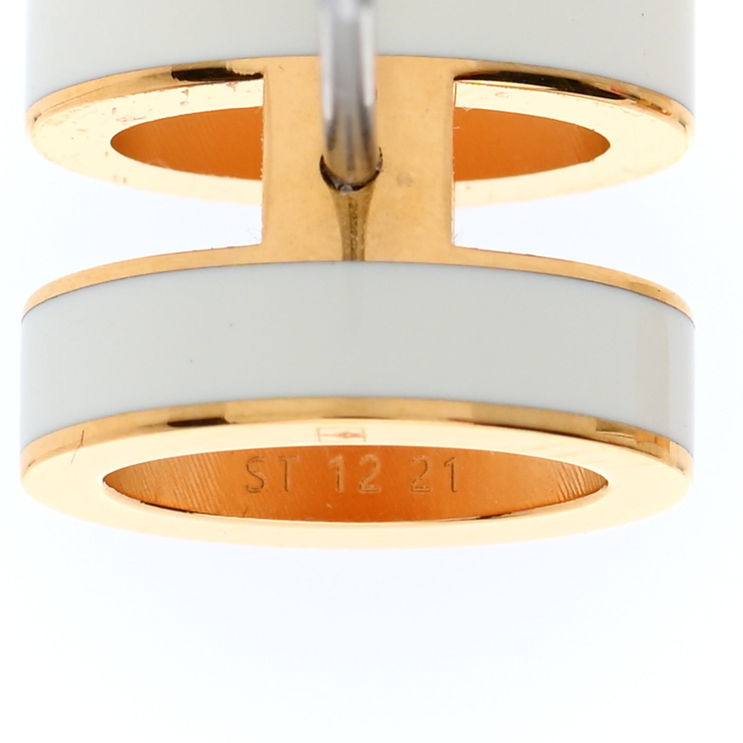 Gold Lacquered Pop H Earrings White