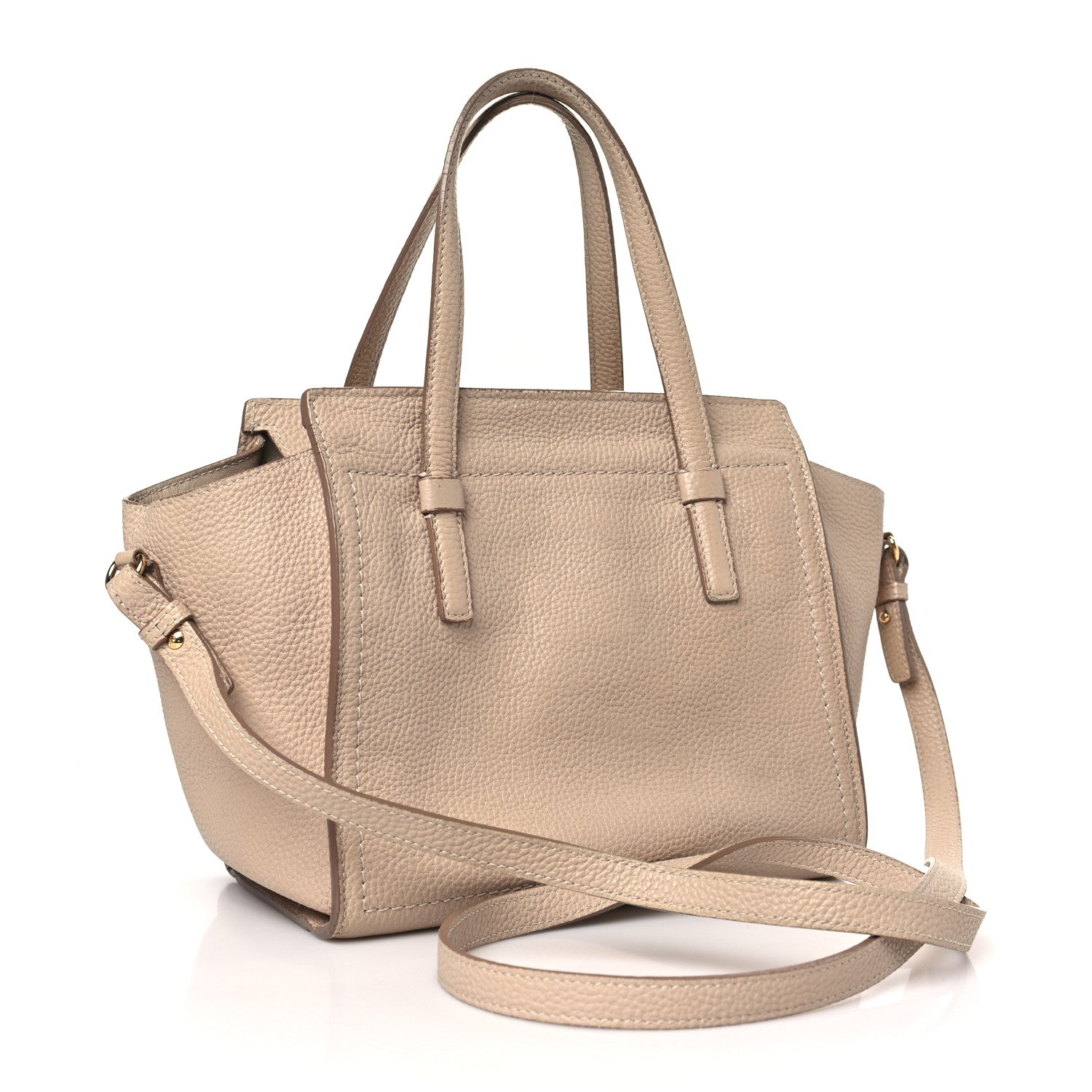 Salvatore Ferragamo Hammered Calfskin Double Handle Small Amy Tote Cumin 3 of 14