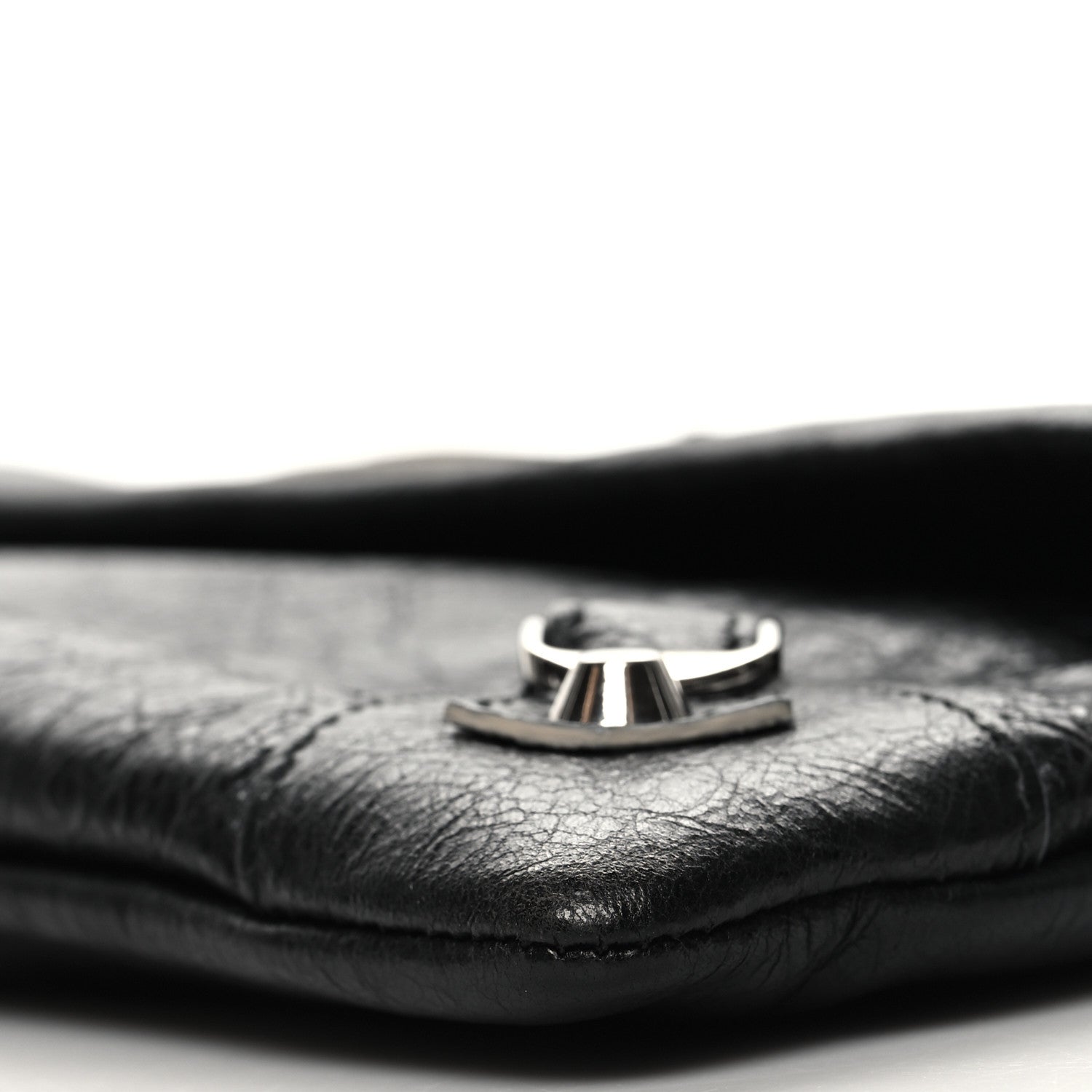 Balenciaga Agneau Silver Metallic Edge Hardware Envelope Clutch Black 12 of 12
