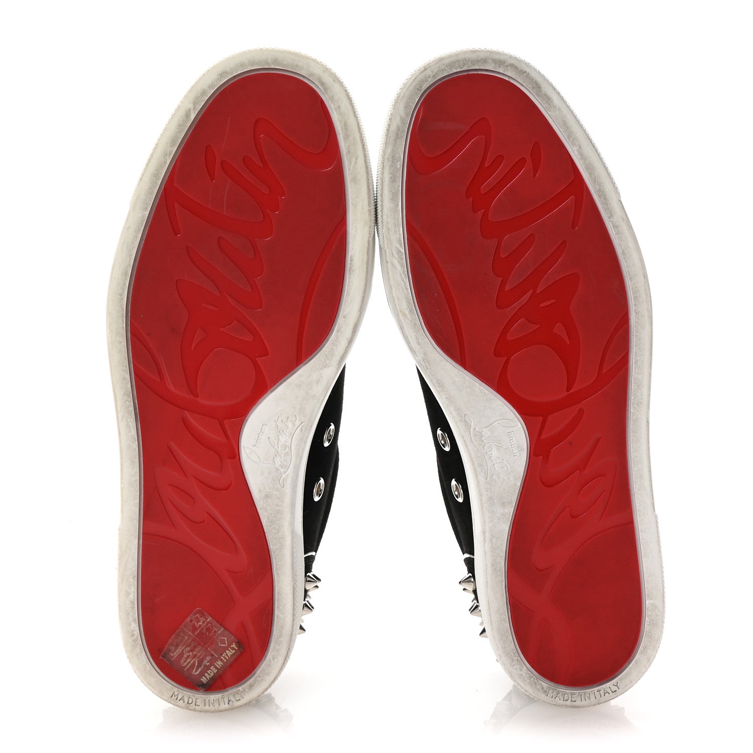 Christian Louboutin Suede Womens Louis Junior Spikes Flat Sneakers 35 Black 6 of 9