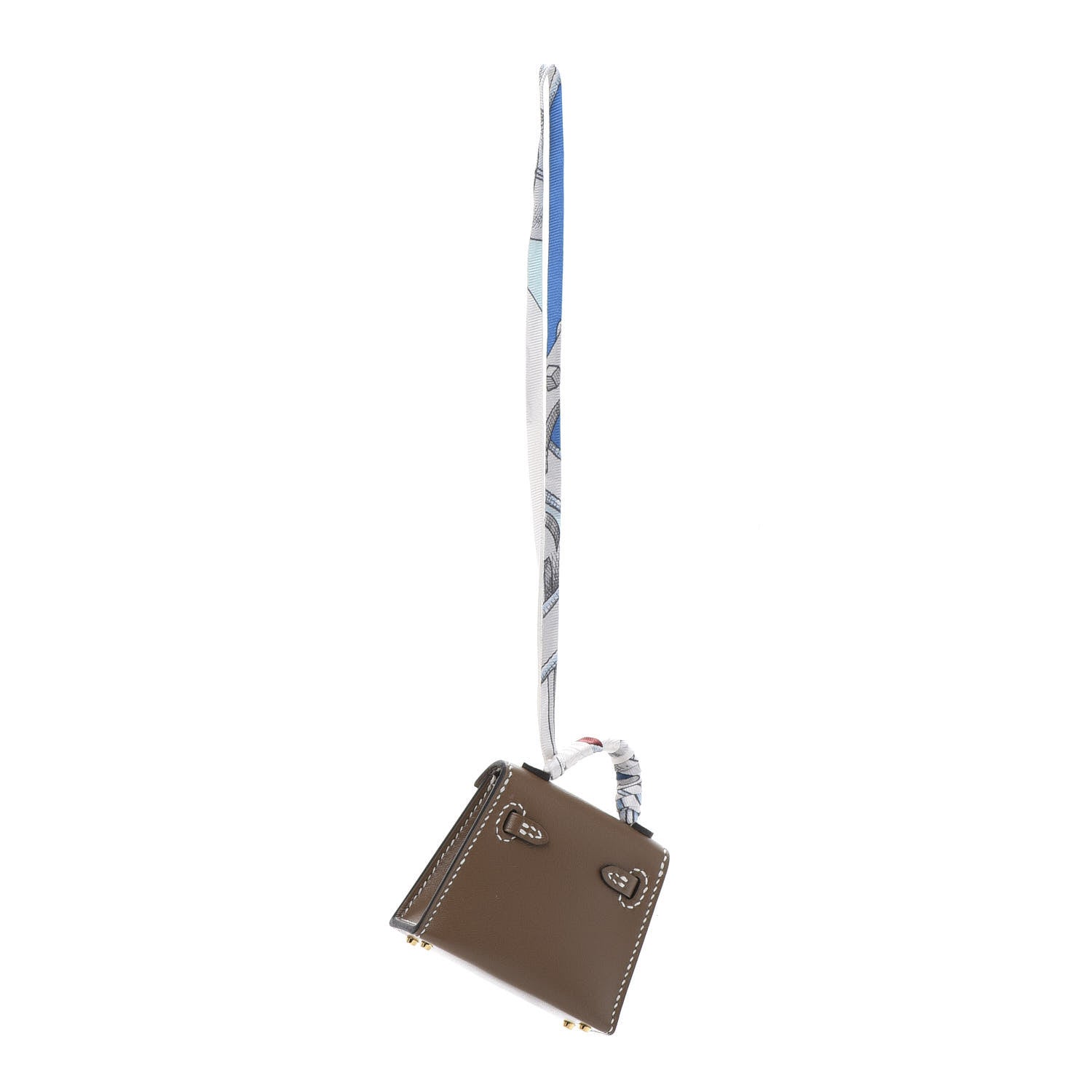 Hermes Tadelakt Mini Kelly Twilly Bag Charm Etoupe 3 of 7