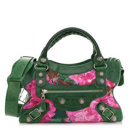Balenciaga Chevre Satin Giant City Green Floral 1 of 15