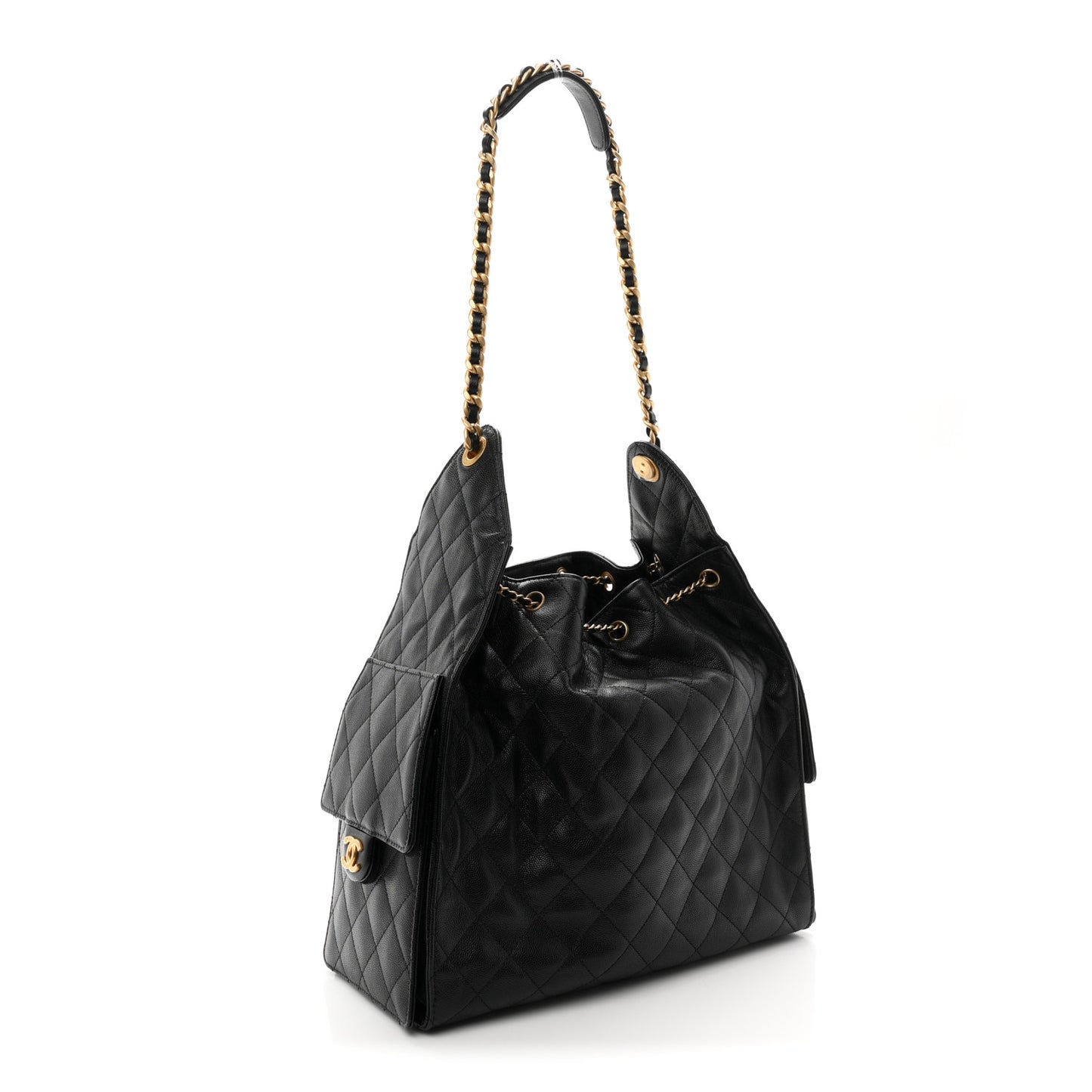 Caviar Quilted Medium Chanel 25 Handbag Black