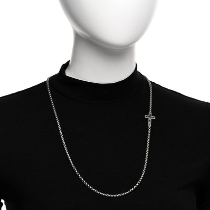 David Yurman Sterling Silver Black Diamond Streamline Cross Station Necklace 26" 2 of 4