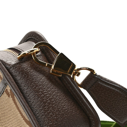 Gucci Monogram Jumbo GG Textured Dollar Calfskin Web Mini Crossbody Bag Camel Ebony New Acero 12 of 14