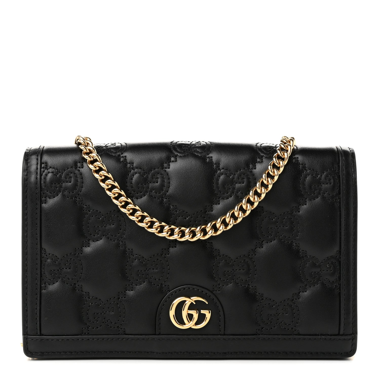 Gucci Calfskin GG Matelasse Chain Wallet Black 1 of 9