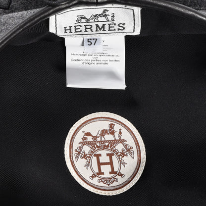 Hermes Cashmere Lambskin Saint-Honore Charms Beret 57 Charbon 5 of 7