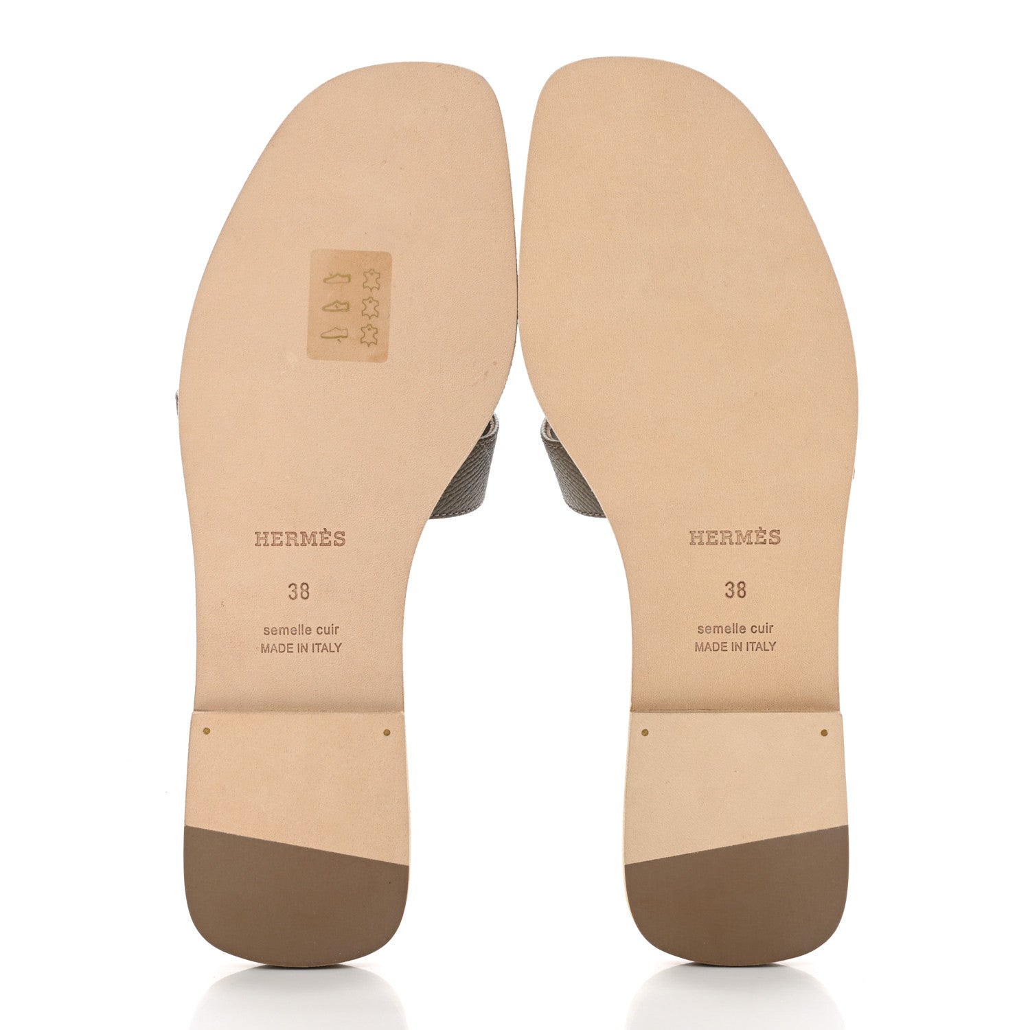 Hermes Epsom Oran Sandals 38 Etoupe 5 of 9
