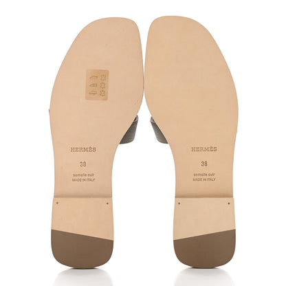 Hermes Epsom Oran Sandals 38 Etoupe 5 of 9