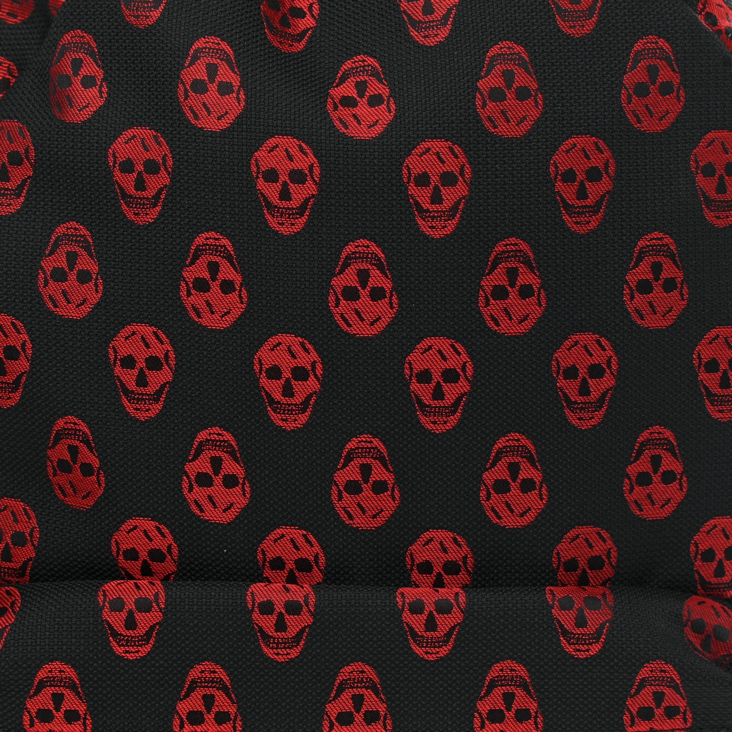 Nylon Skull Print Backpack Black Red