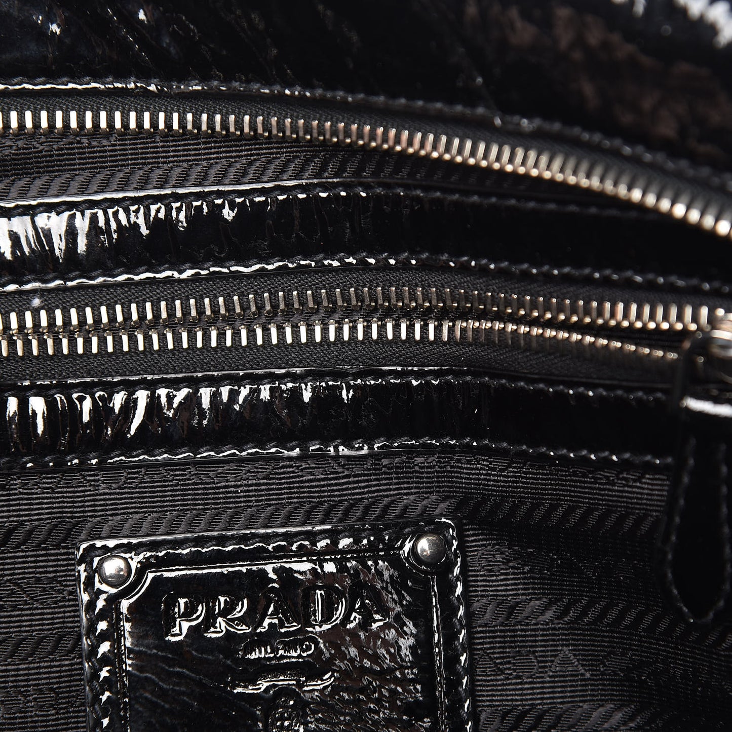 Vernice Chevron Dome Satchel Black