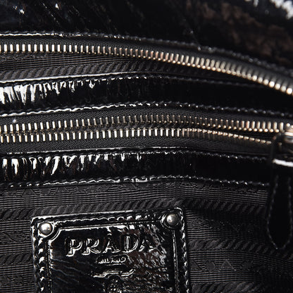 Prada Vernice Chevron Dome Satchel Black 9 of 12