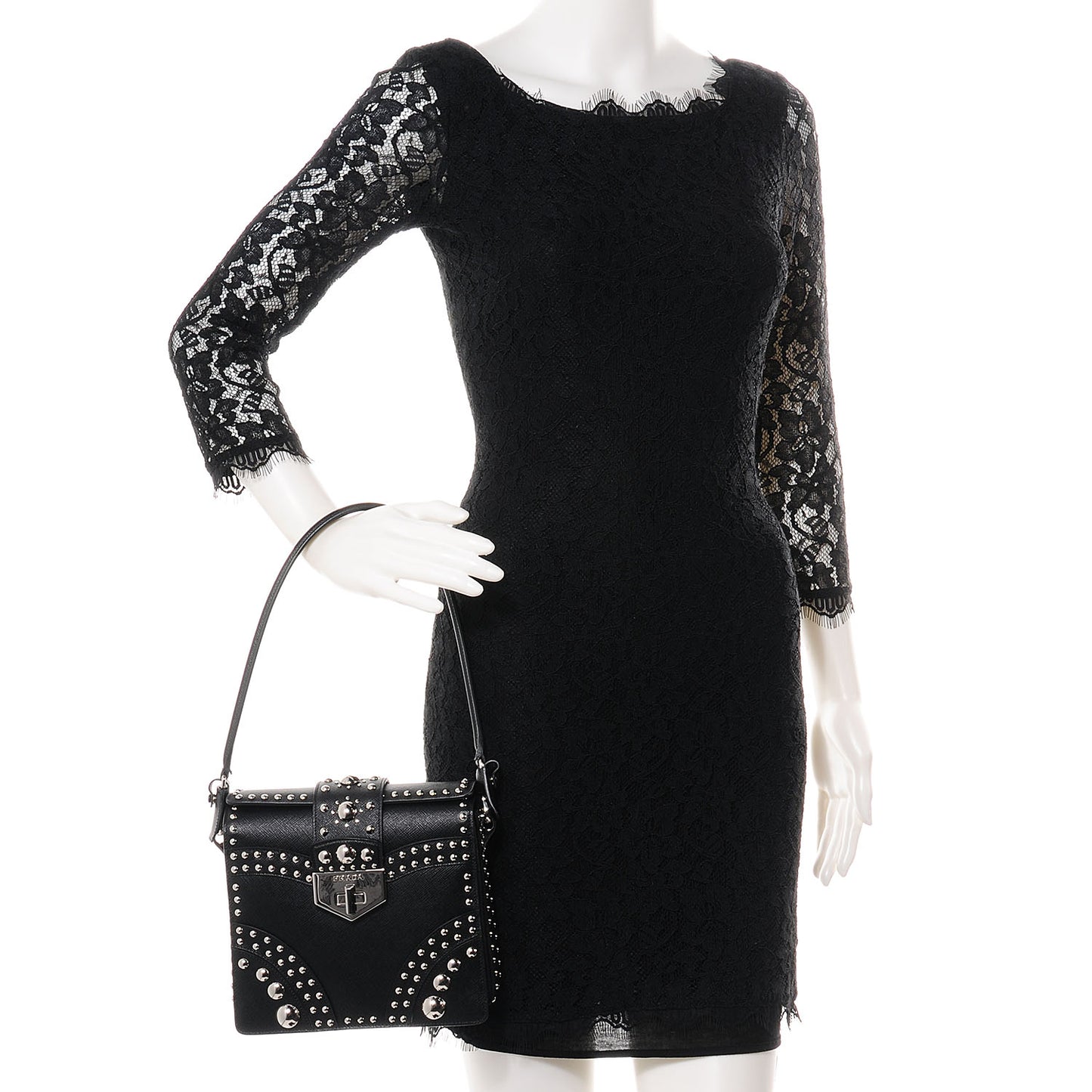 Saffiano Sound Studded Hobo Black
