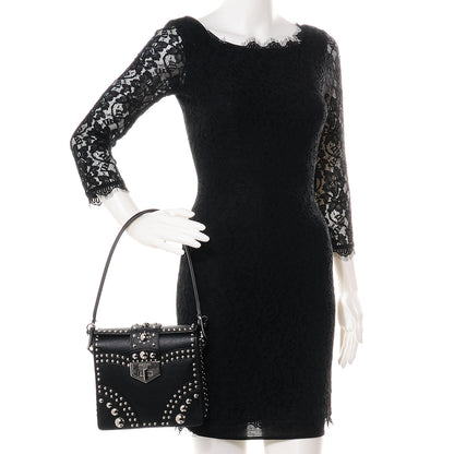 Prada Saffiano Sound Studded Hobo Black 2 of 10