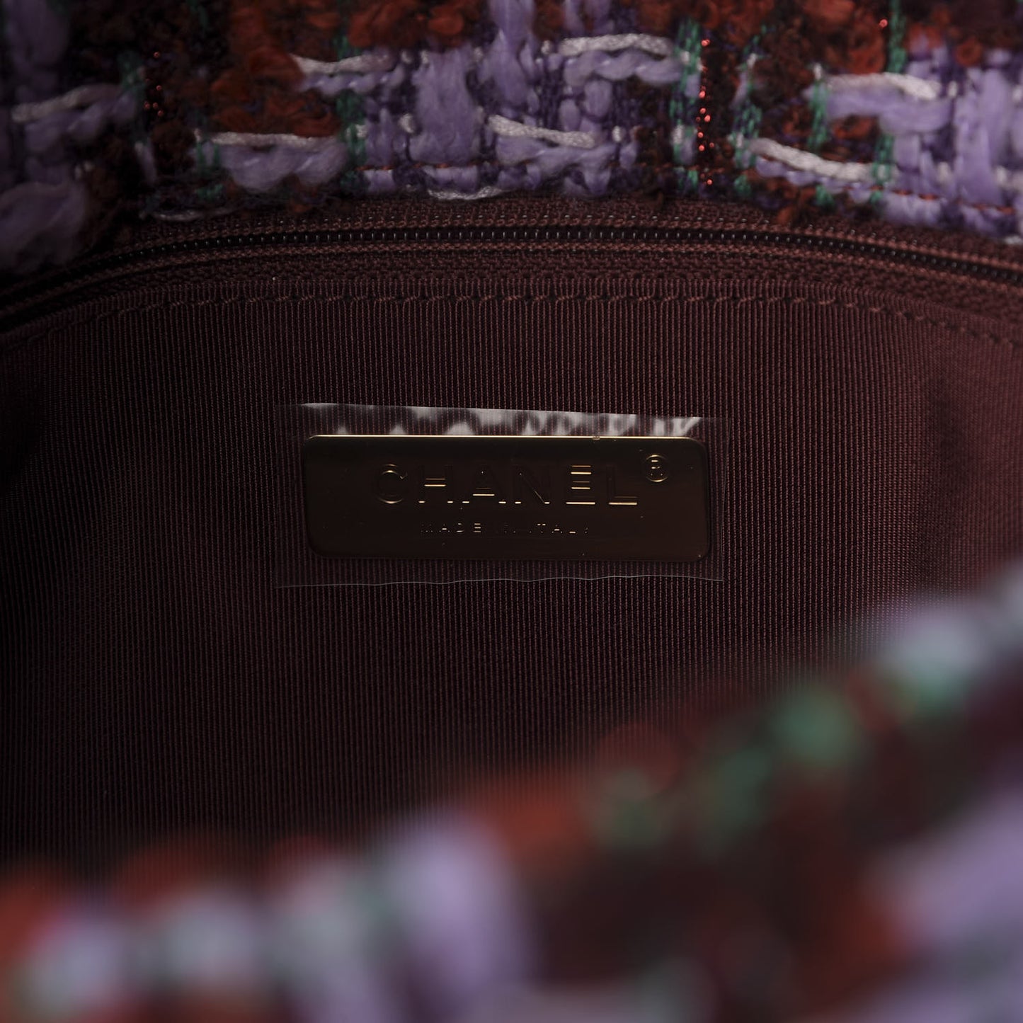 Tweed Quilted Large 19 Flap Red Purple Green