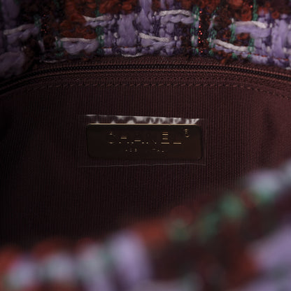 Chanel Tweed Quilted Large 19 Flap Red Purple Green 8 of 10