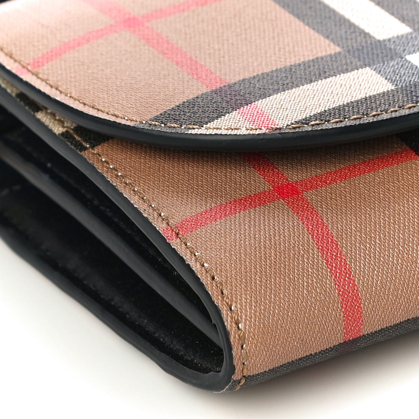 Vintage Check Henley Wallet On Chain Black