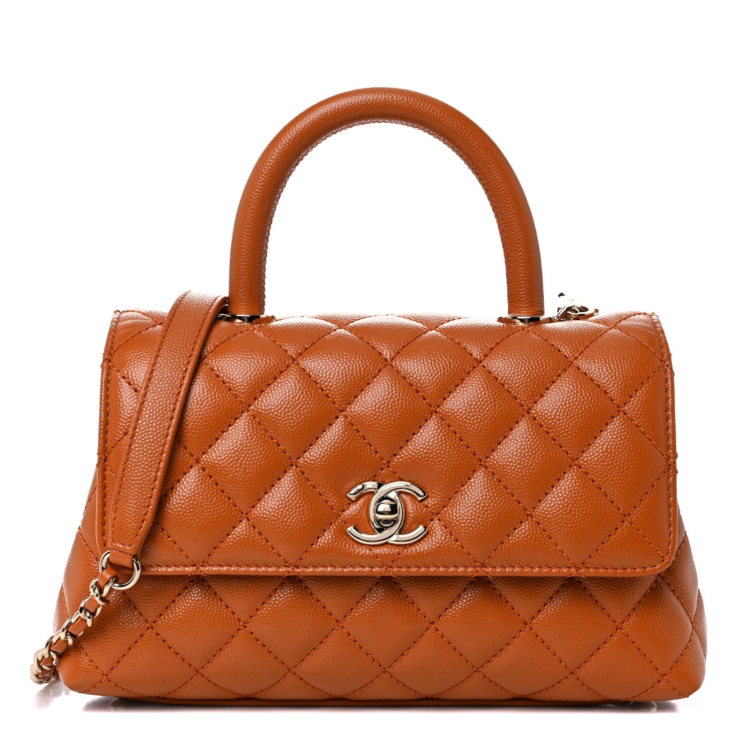 Chanel Caviar Quilted Mini Coco Handle Flap Light Brown 1 of 11