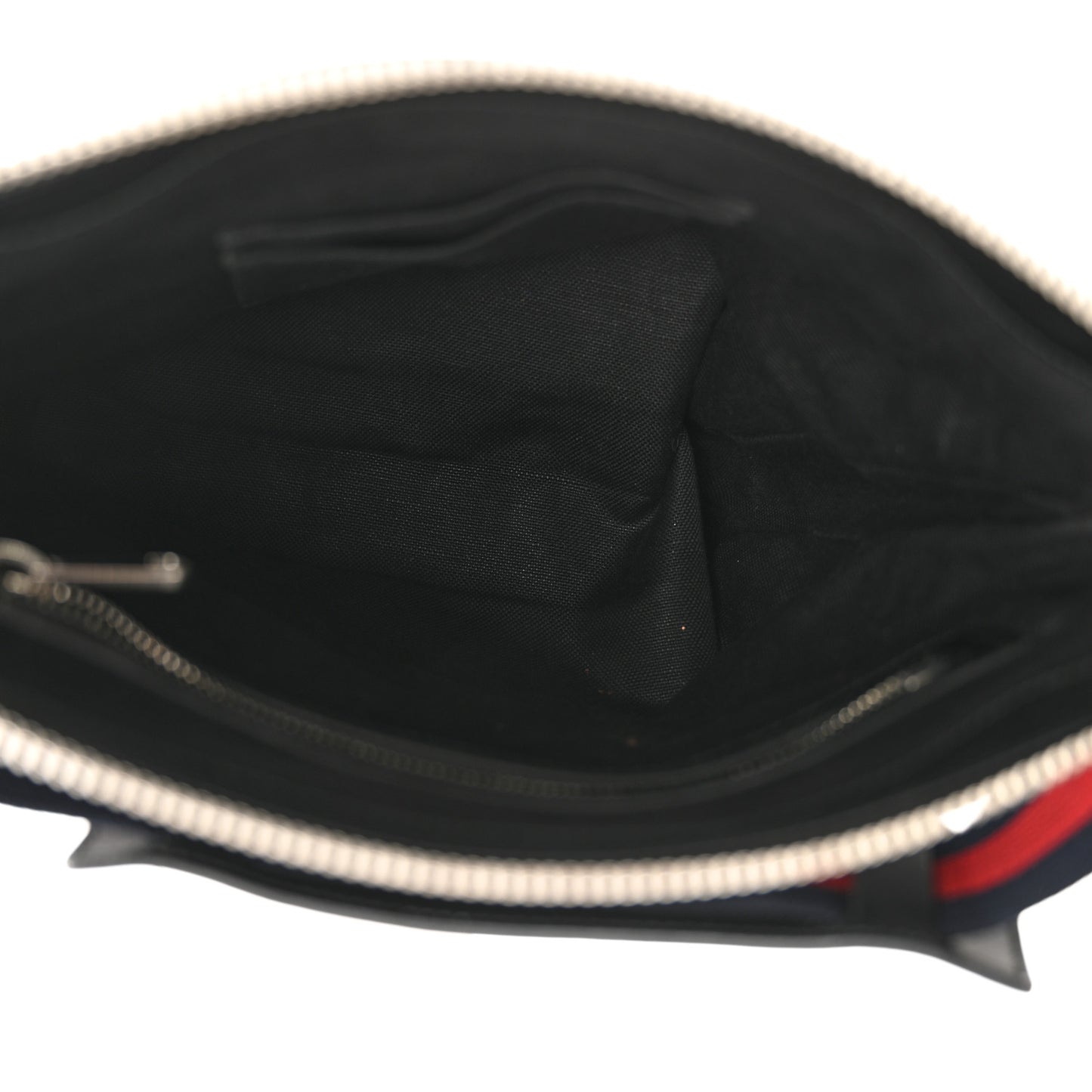 GG Supreme Monogram Appia Calfskin Web Flat Messenger Bag Black Grey