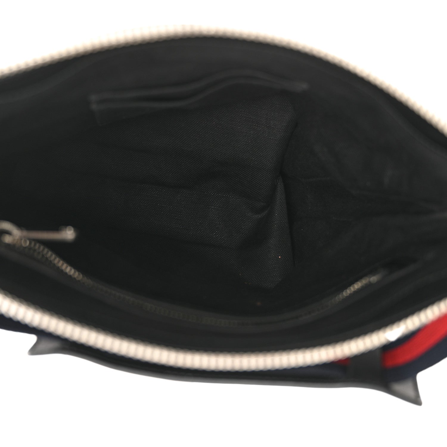 Gucci GG Supreme Monogram Appia Calfskin Web Flat Messenger Bag Black Grey 5 of 12