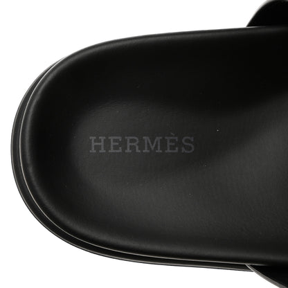 Hermes Calfskin Womens Chypre Sandals 37.5 Black 6 of 9