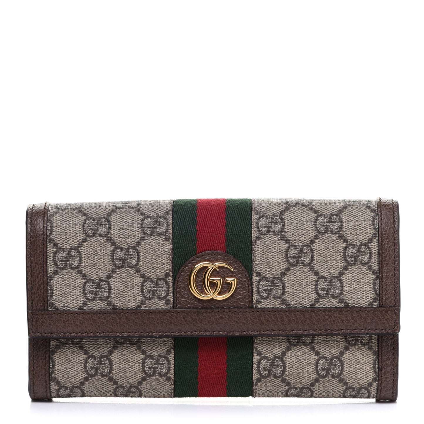 GG Supreme Monogram Web Ophidia Continental Wallet Brown