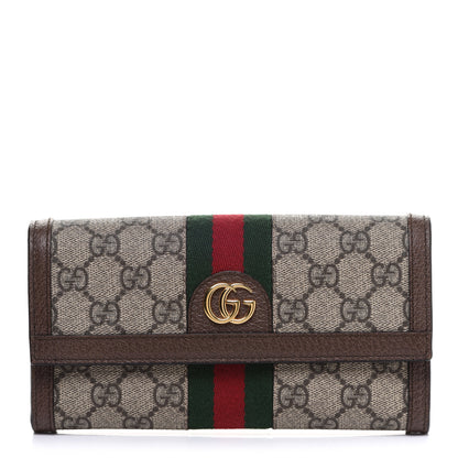 Gucci GG Supreme Monogram Web Ophidia Continental Wallet Brown 1 of 9