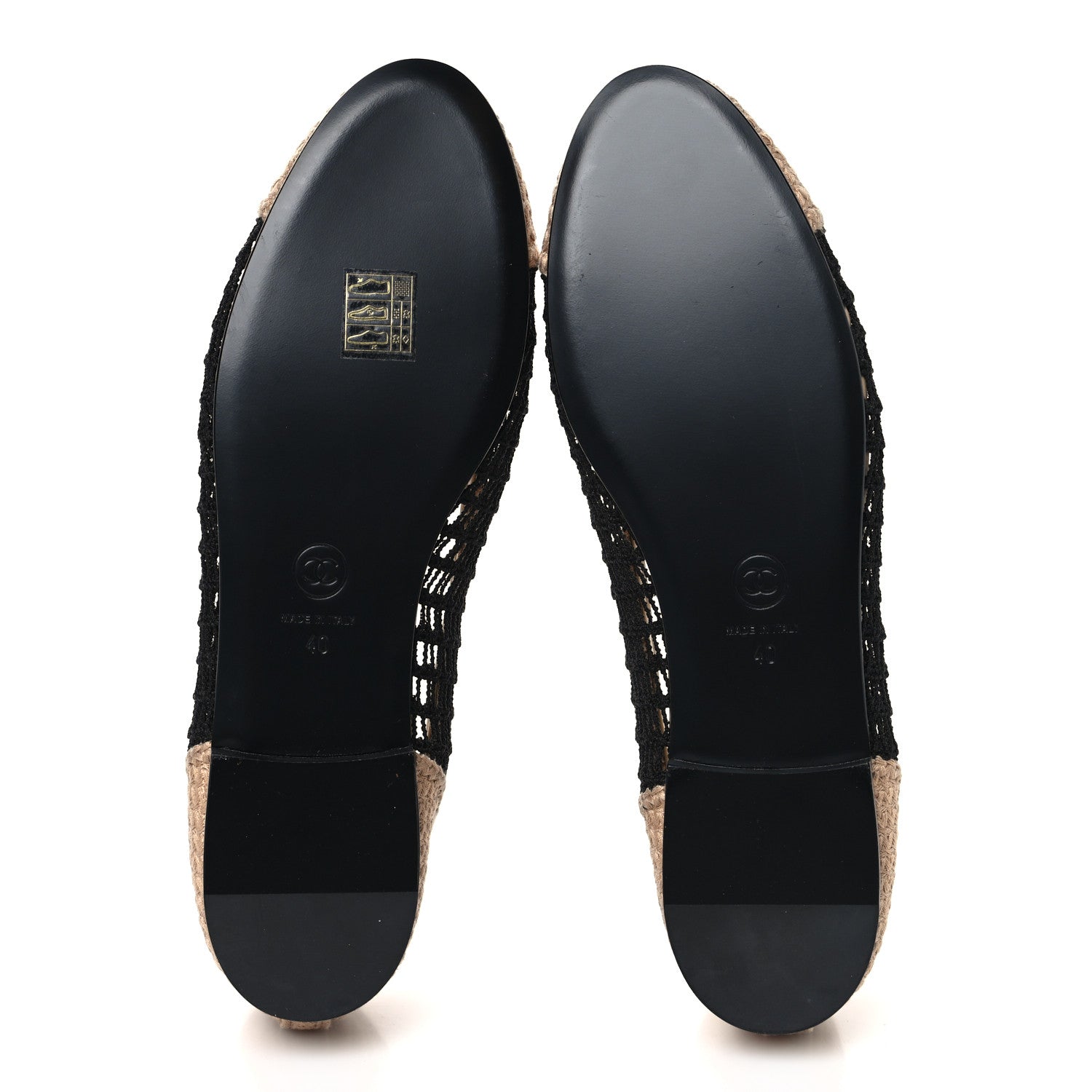 Chanel Raffia Cap Toe Ballerina Flats 40 Black Beige 6 of 8