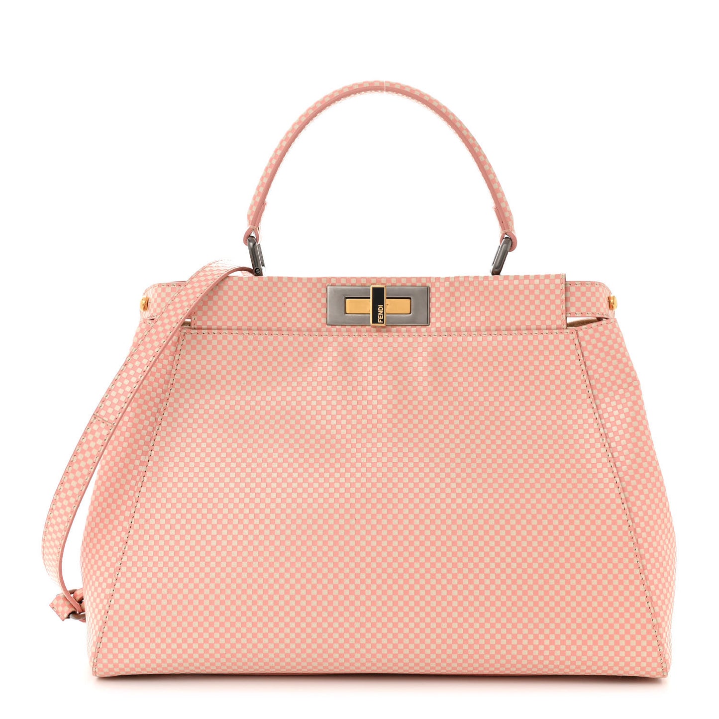 Checkered Sequin Medium Peekaboo Iconic Satchel Multicolor