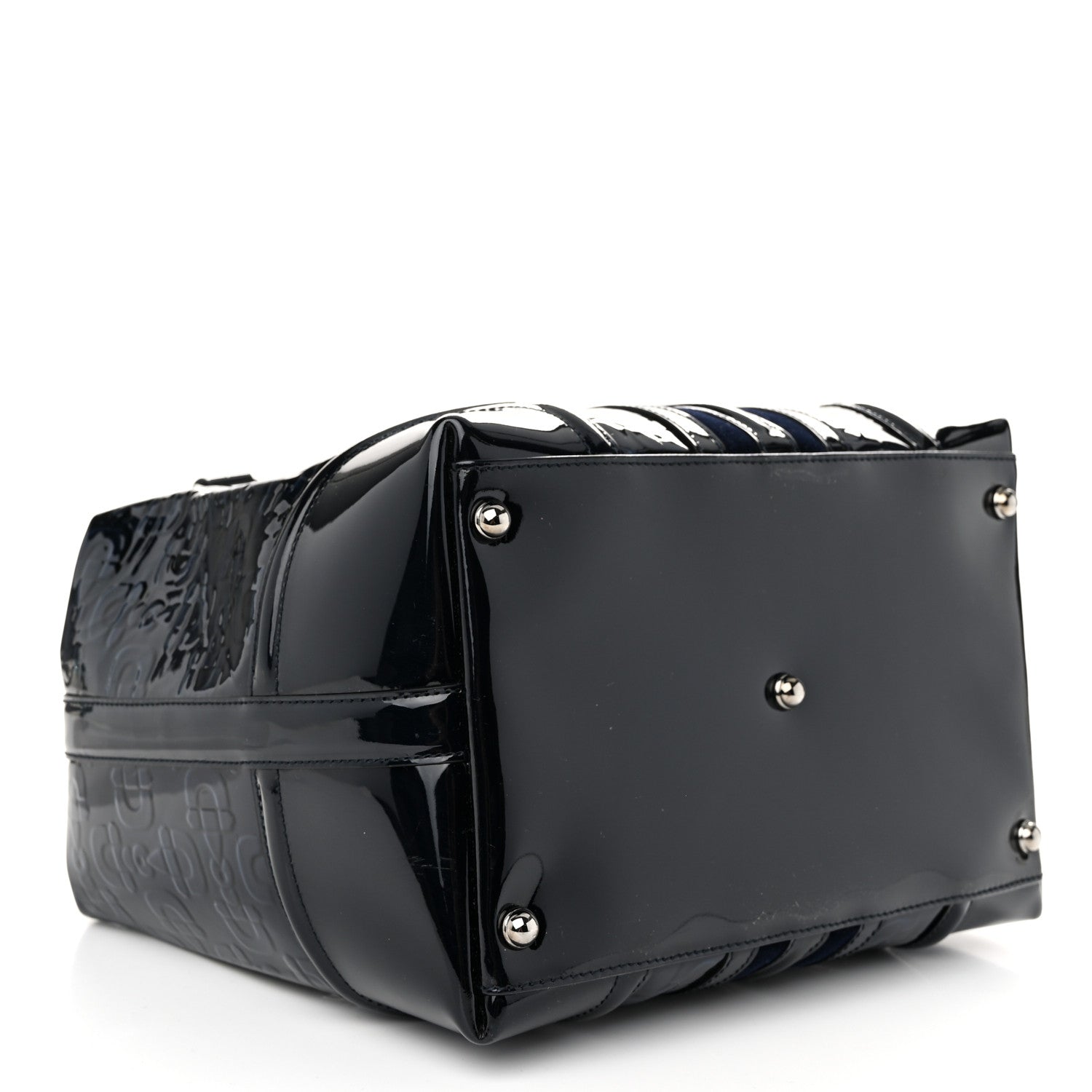 Gucci Patent Horsebit Embossed Treasure Boston Black Blue 3 of 10