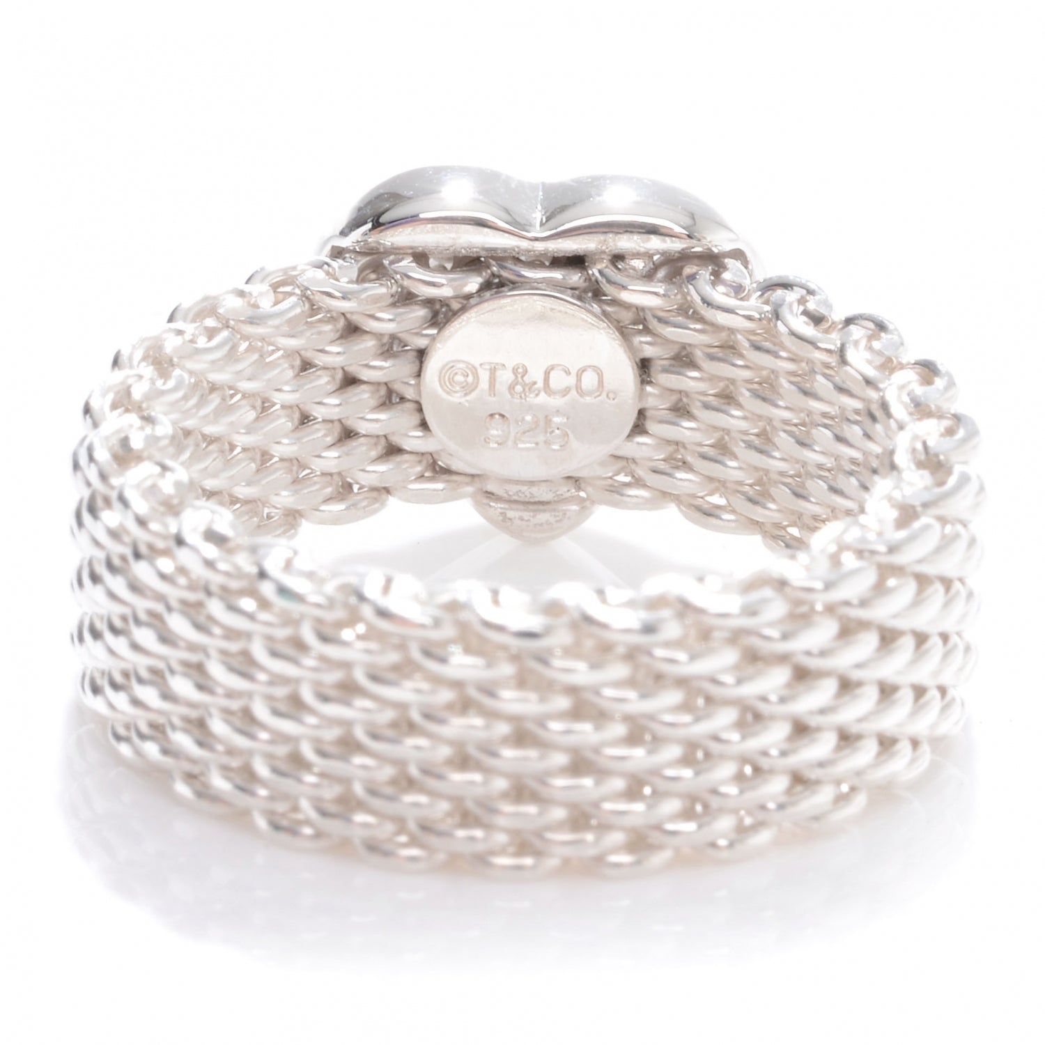 Tiffany Sterling Silver Heart Mesh Ring 4 3 of 5