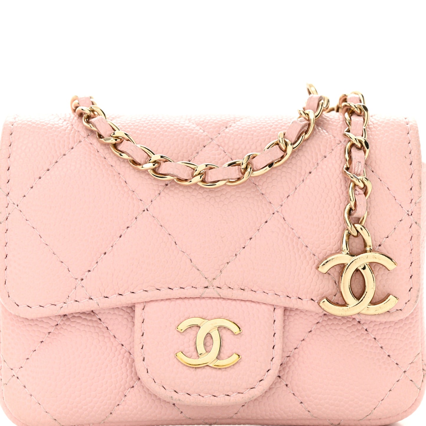 Caviar Quilted Mini Chain Belt Bag Light Pink