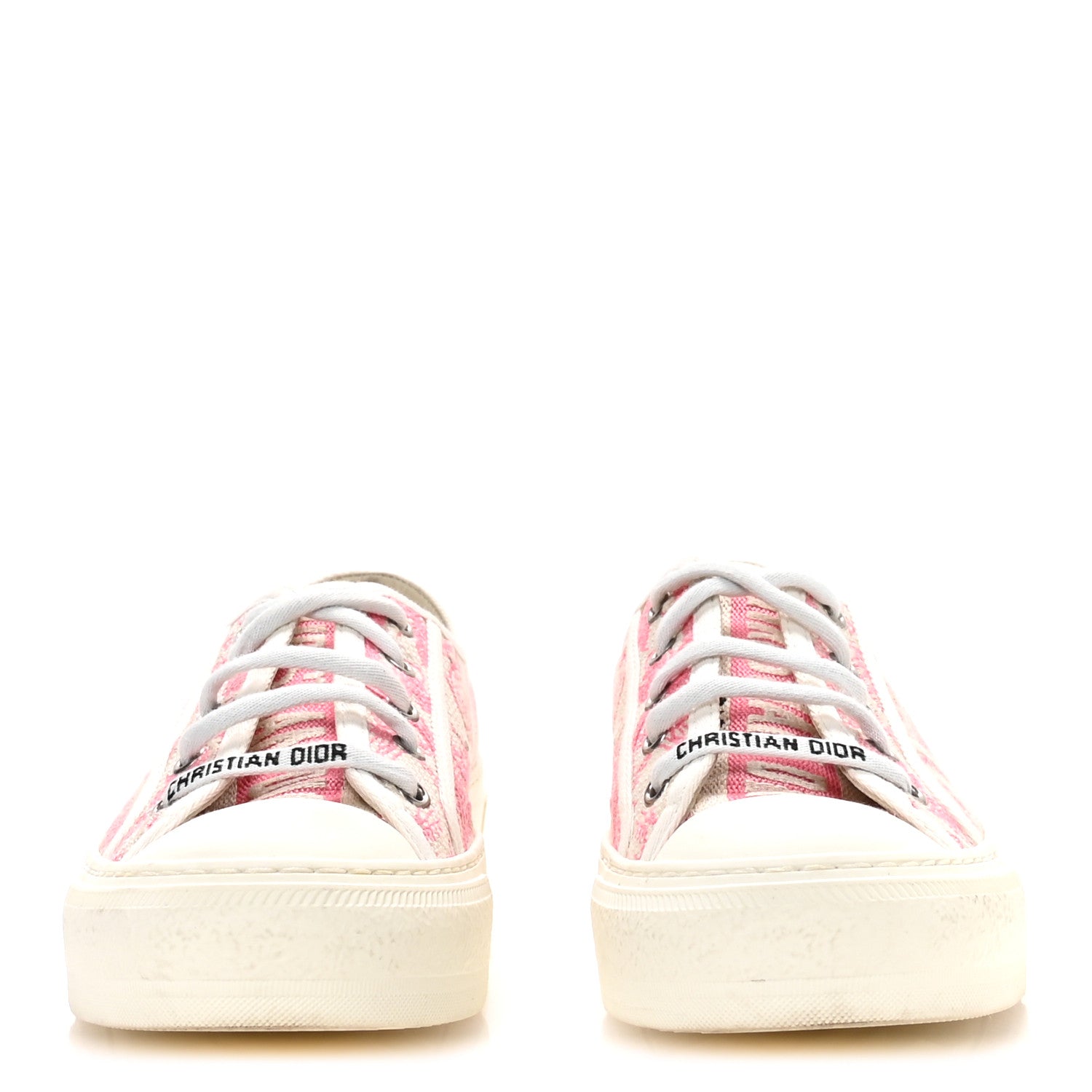 Christian Dior Canvas Toile De Jouy Embroidered Womens Walk'N'Dior Low Top Sneakers 37 Off-White Pink 3 of 9