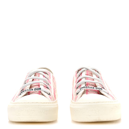 Christian Dior Canvas Toile De Jouy Embroidered Womens Walk'N'Dior Low Top Sneakers 37 Off-White Pink 3 of 9