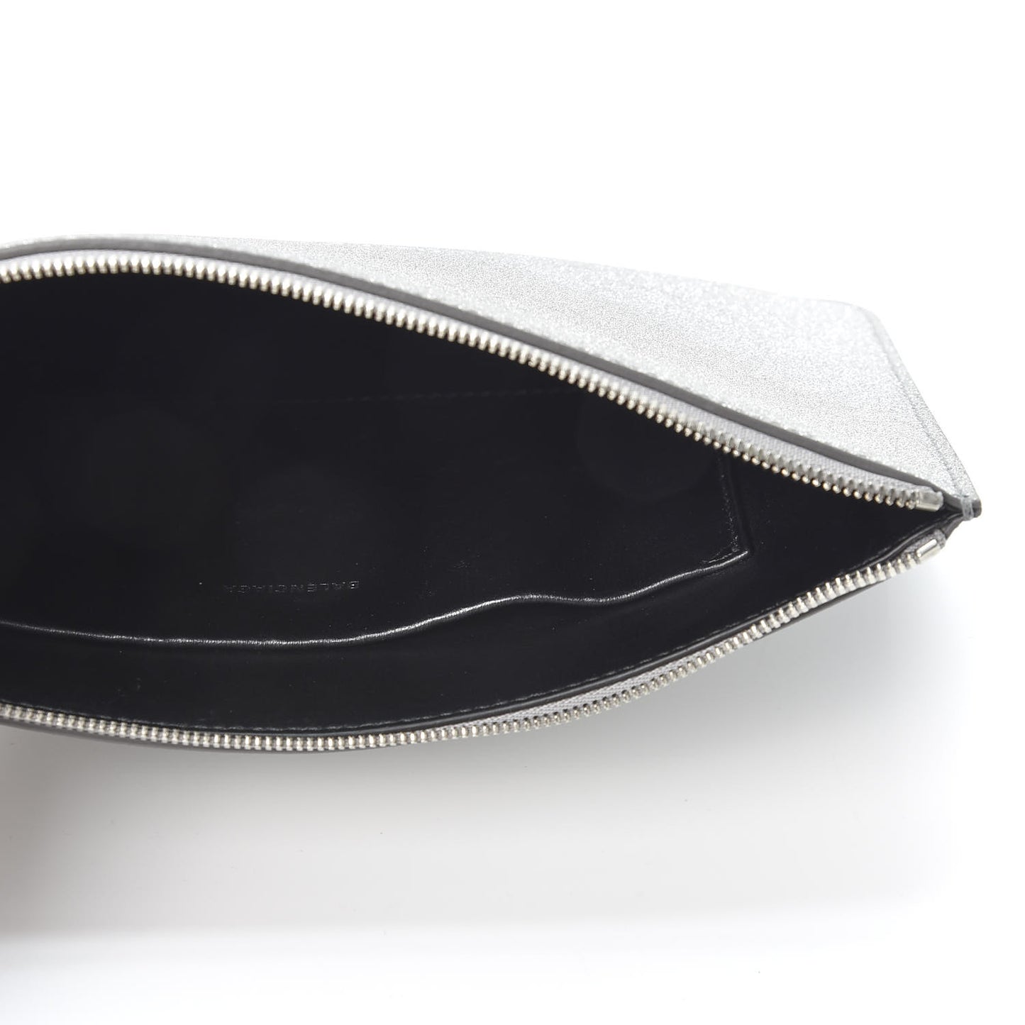 Glitter Calfskin Logo Everyday Pouch M Silver