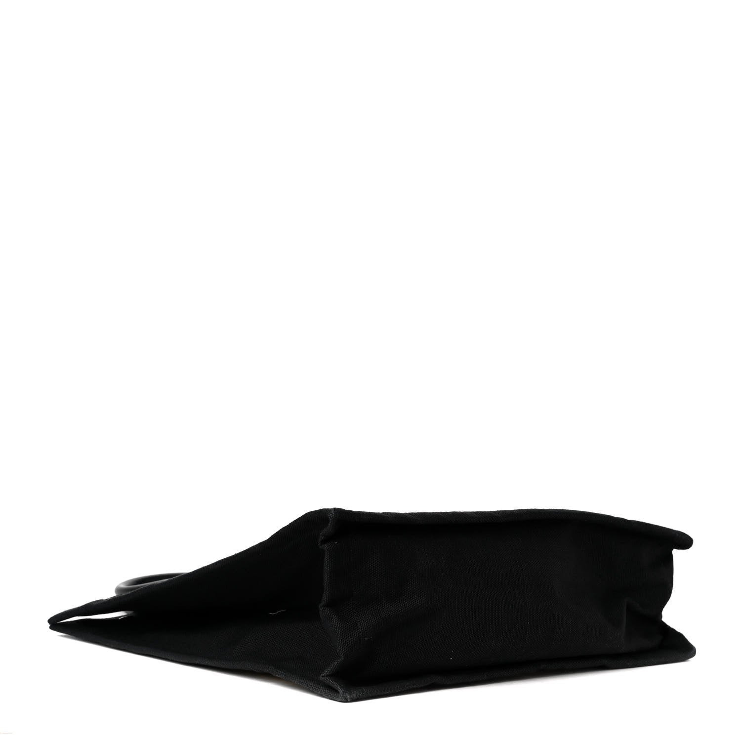 Saint Laurent Raffia Linen Calfskin Rive Gauche North South Tote Naturale Black 3 of 4