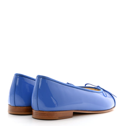 Chanel Patent Calfskin CC Cap Toe Ballerina Flats 40 Blue 4 of 9
