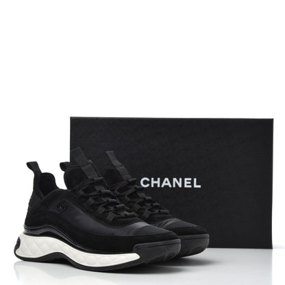 Chanel Velvet Calfskin Mixed Fibers CC Sneakers 39.5 Black 9 of 9