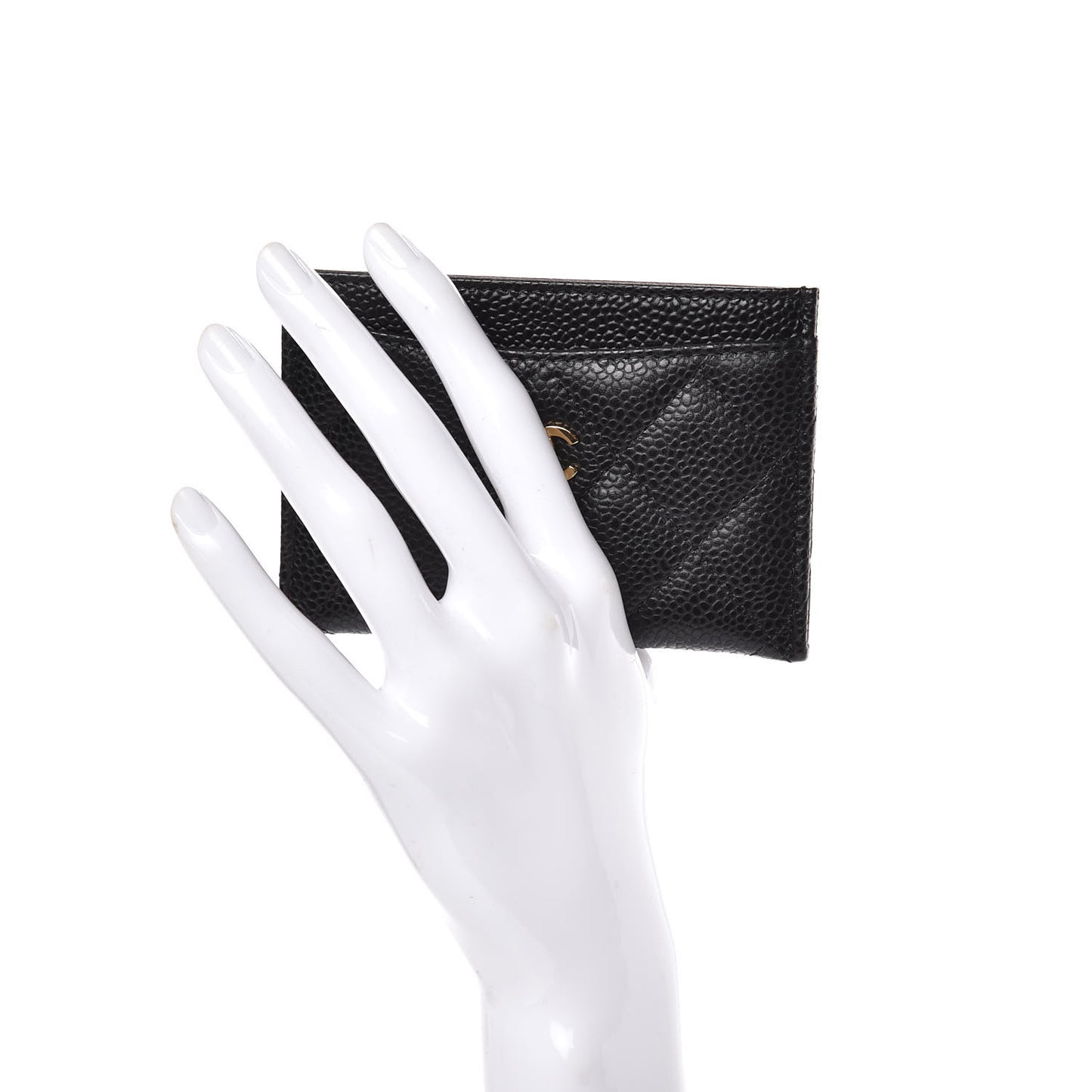 Caviar Quilted Card Holder Black