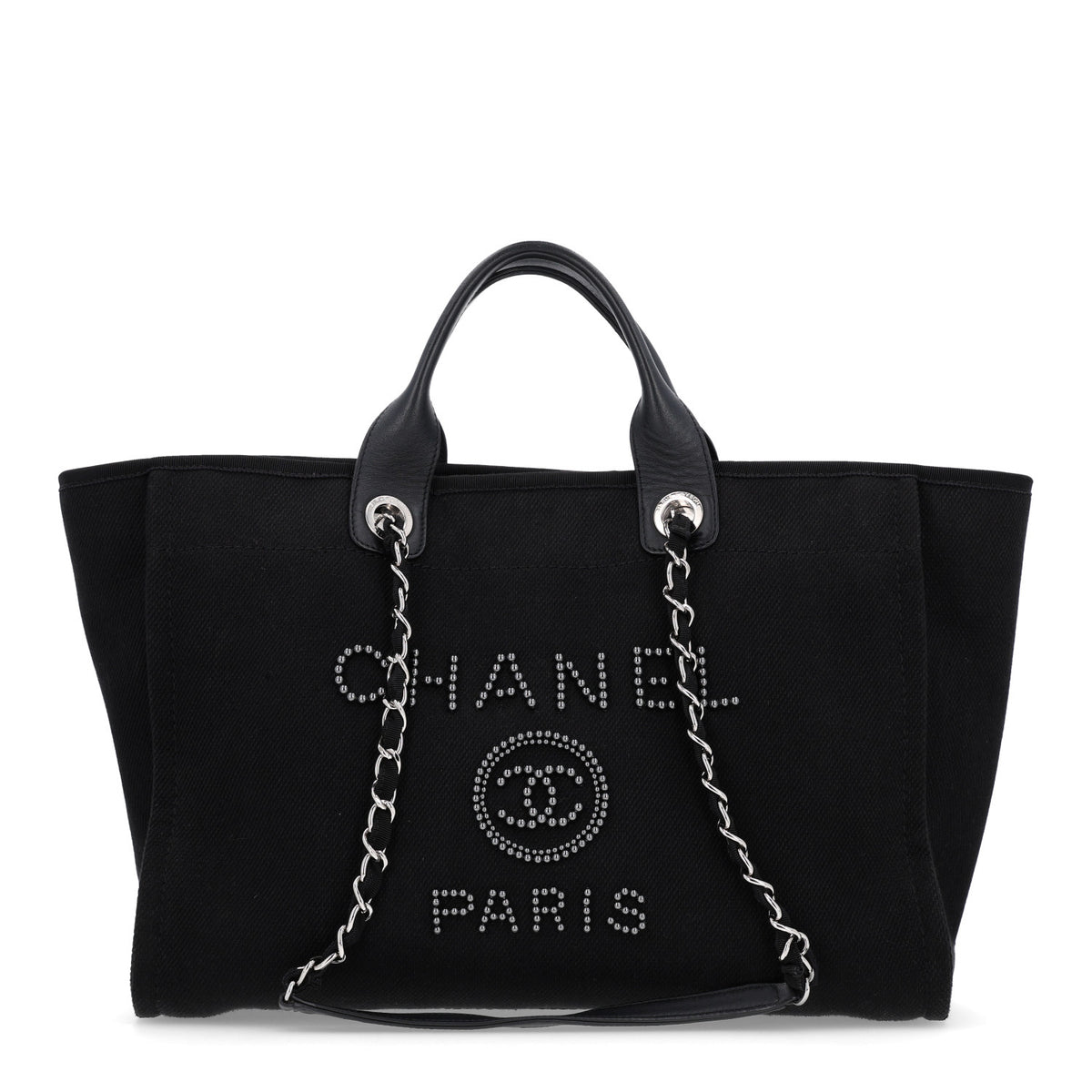 Chanel Canvas Pearl Medium Deauville Tote Black 1 of 10