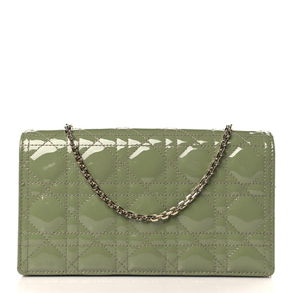 Christian Dior Patent Cannage Lady Dior Chain Wallet Dusty Jade 3 of 10