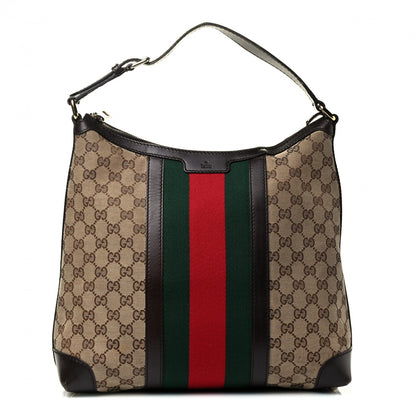 Gucci Monogram Vintage Web Medium Hobo Dark Brown 1 of 4