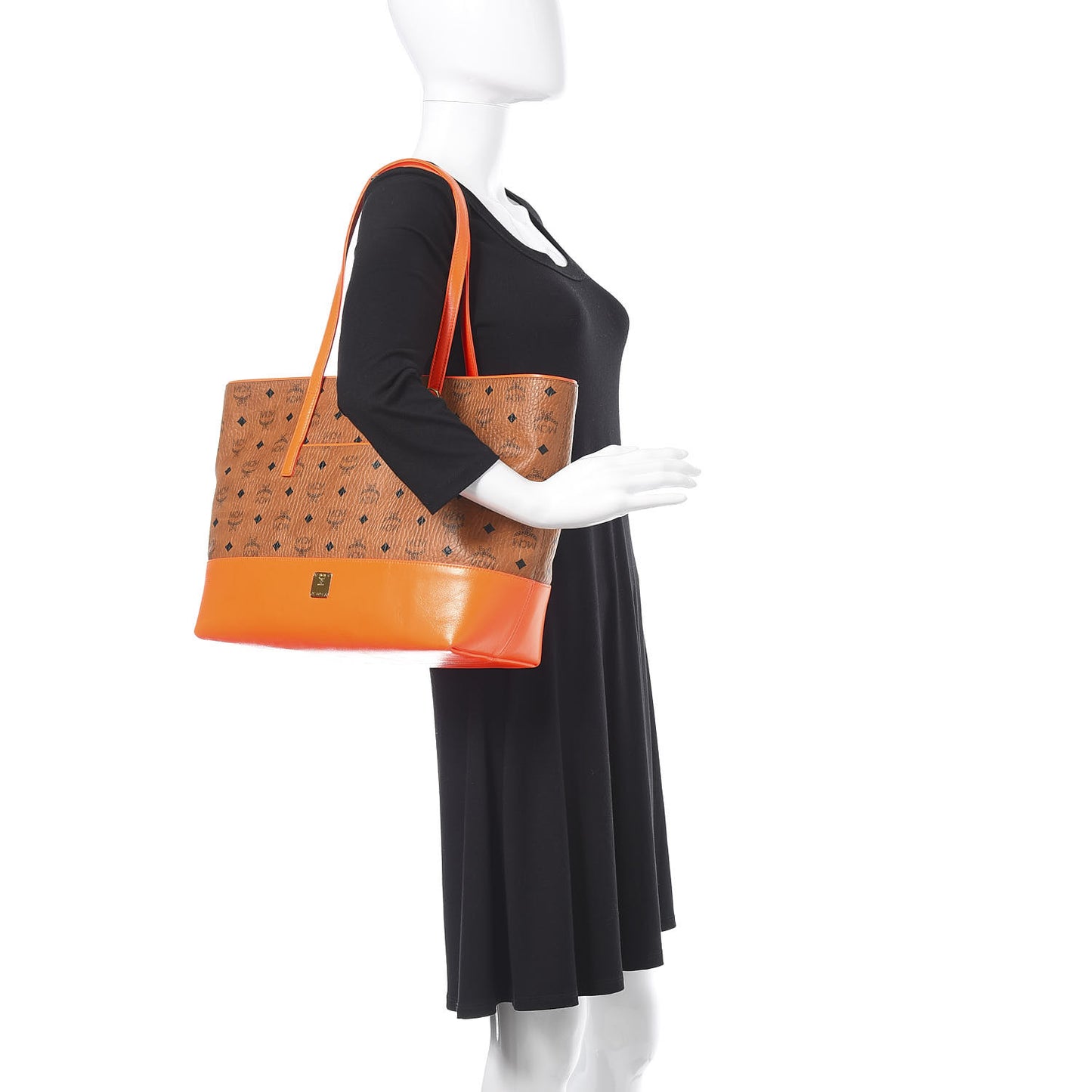 Visetos Medium Geonautic Shopper Tote Cognac Neon Orange