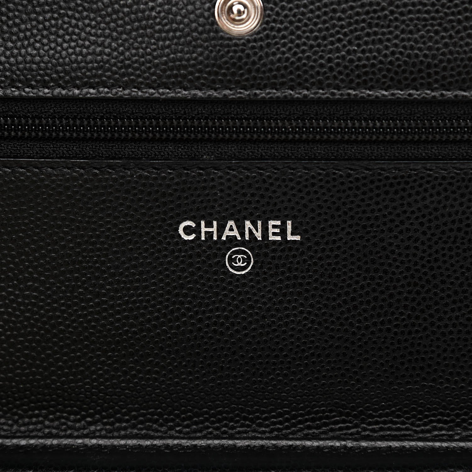 Chanel Caviar Chevron Quilted Wallet On Chain WOC Black 6 of 15