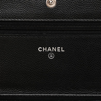 Chanel Caviar Chevron Quilted Wallet On Chain WOC Black 6 of 15
