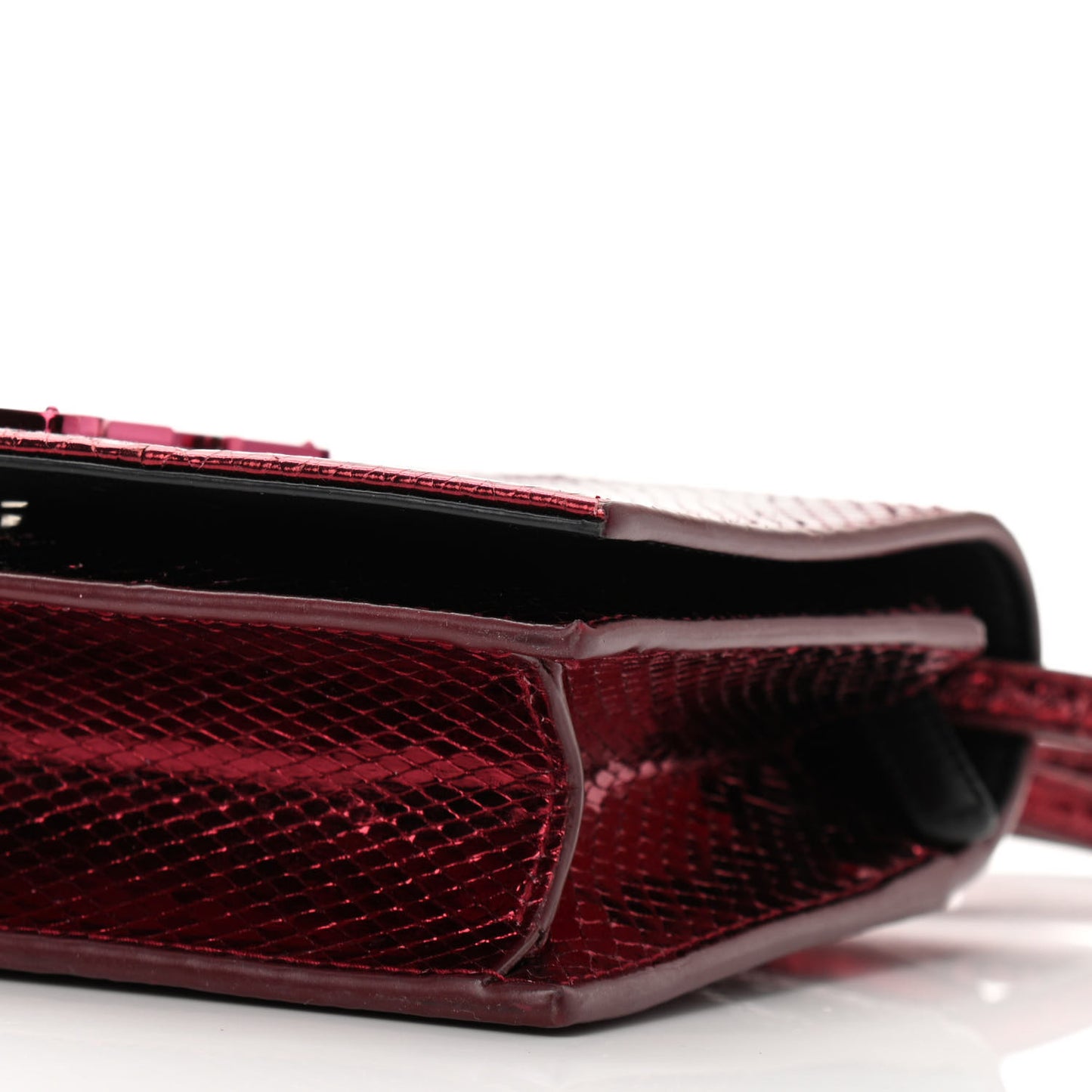 Metallic Ayers Monogram Toy Kate Strap Wallet Cherry