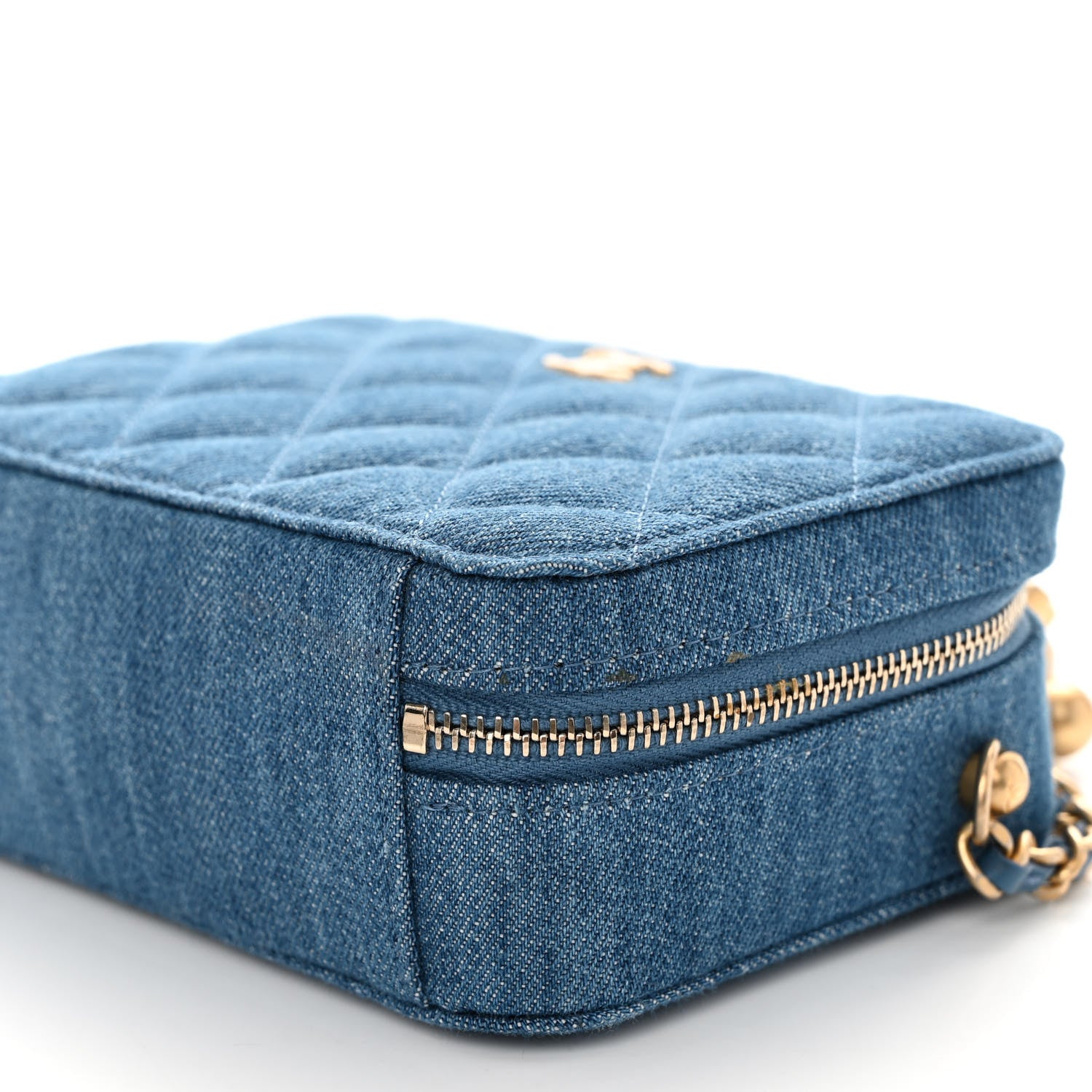 Chanel Denim Quilted CC Pearl Crush Camera Case Blue 10 of 10