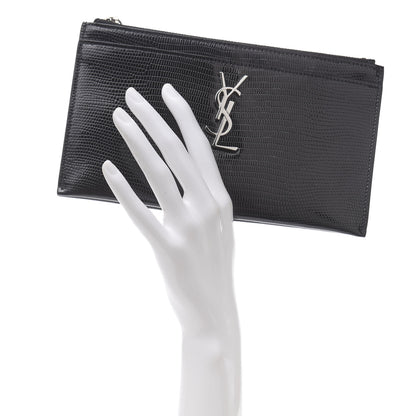 Saint Laurent Lizard Embossed Monogram Bill Pouch Black 2 of 7